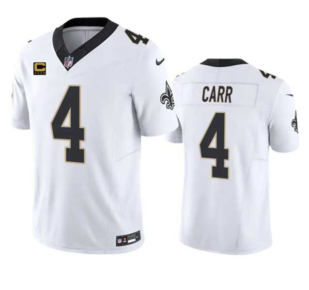 Men & Women & Youth New Orleans Saints #4 Derek Carr White 2023 F.U.S.E. With 4-Star C Patch Vapor Untouchable Limited Jersey